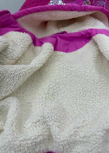 Kız Çocuk Kapüşonlu Pembe Mont - Görsel 5