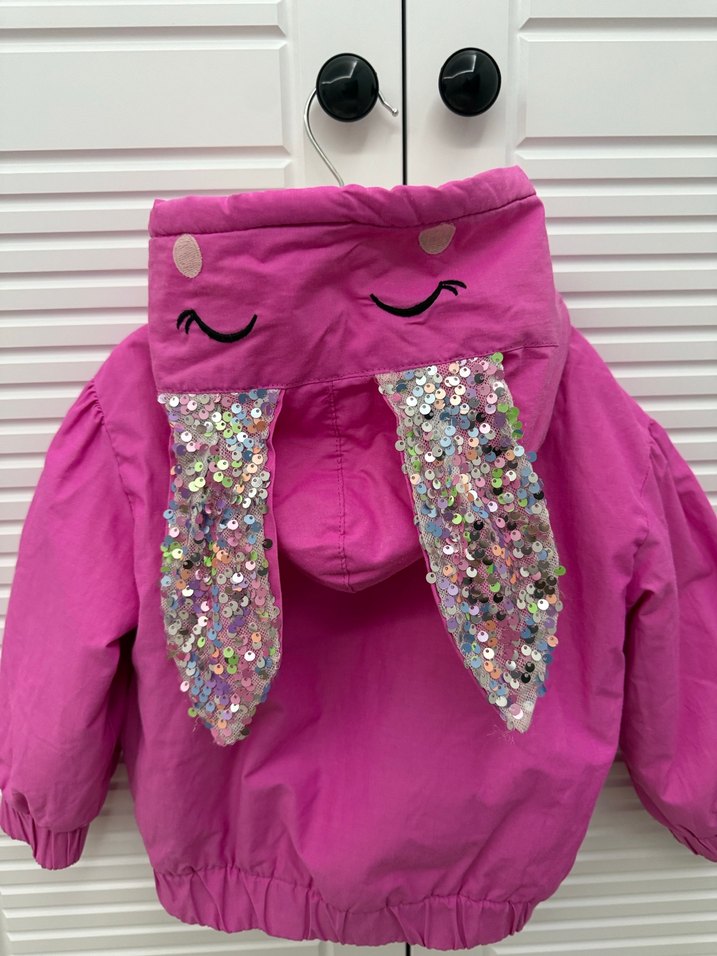 Kız Çocuk Kapüşonlu Pembe Mont - Görsel 3