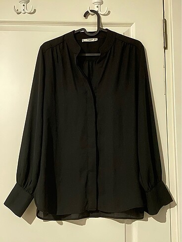 MANGO Siyah Şifon Bluz - XS Beden
