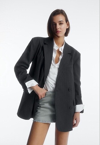 Pull and Bear Pull and Bear Oversize Çizgili Blazer