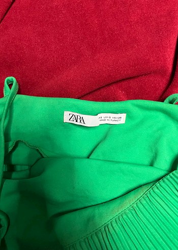 Zara Yeşil Pliseli Mini Elbise - Görsel 3