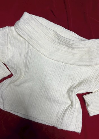 Straplez beyaz kazak - Görsel 2