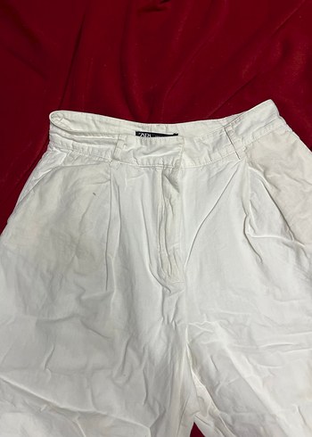 Zara Beyaz Keten Rahat Kesim Pantolon - Görsel 3