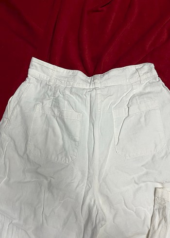 Zara Beyaz Keten Rahat Kesim Pantolon - Görsel 2