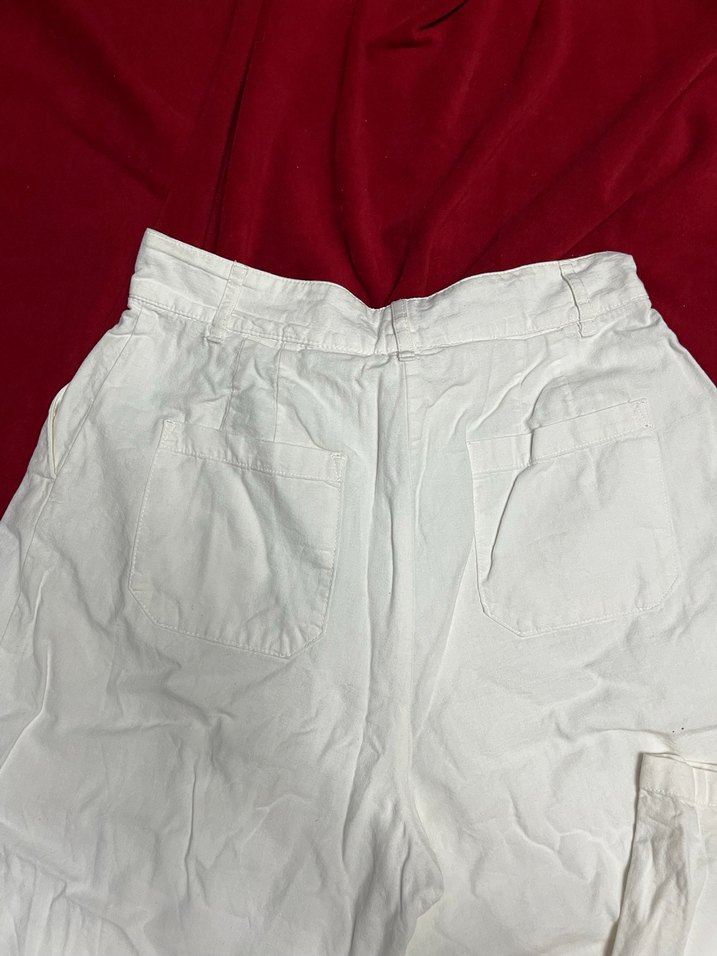 Zara Beyaz Keten Rahat Kesim Pantolon - Görsel 2