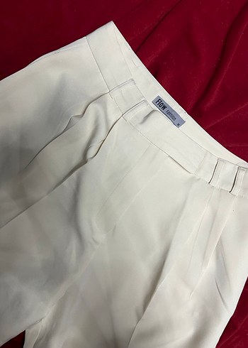 Krem Pilili Kadın Kumaş Pantolon - Görsel 4