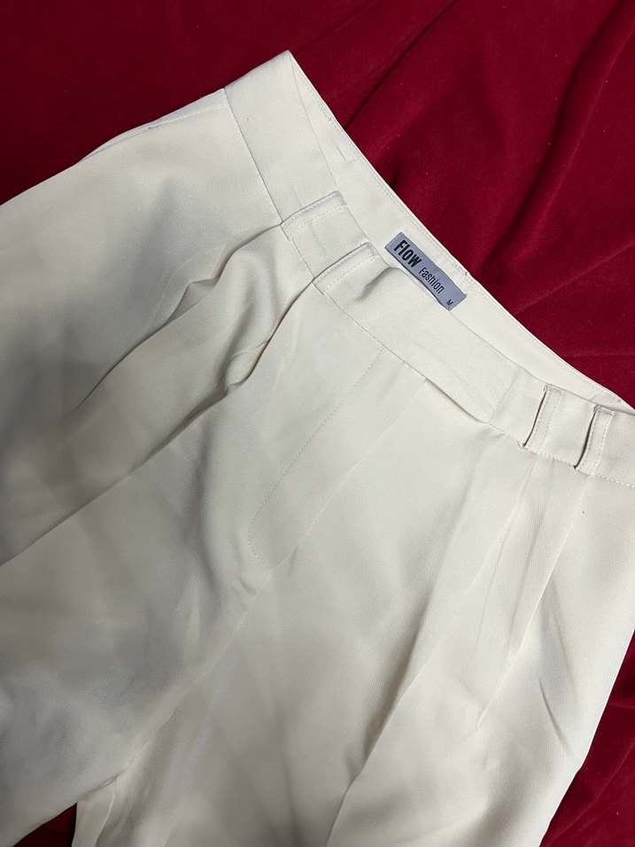 Krem Pilili Kadın Kumaş Pantolon - Görsel 4