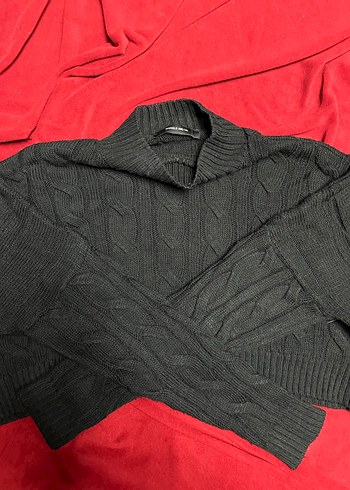 Kadın Siyah Örgü Boğazlı Kazak - Görsel 3