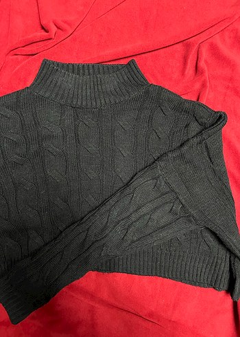 Kadın Siyah Örgü Boğazlı Kazak - Görsel 2