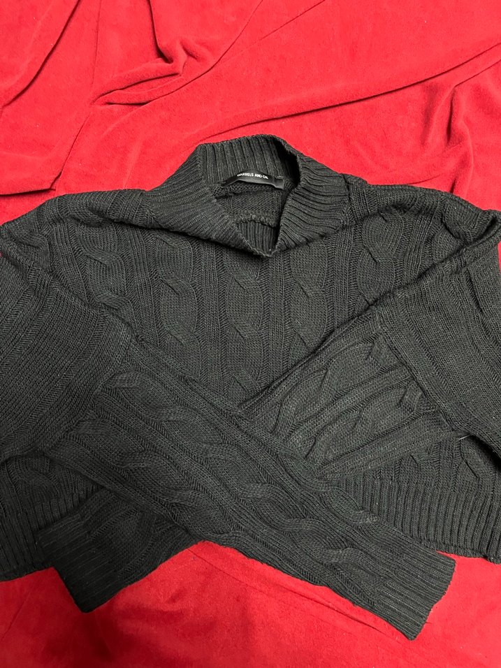 Kadın Siyah Örgü Boğazlı Kazak - Görsel 3