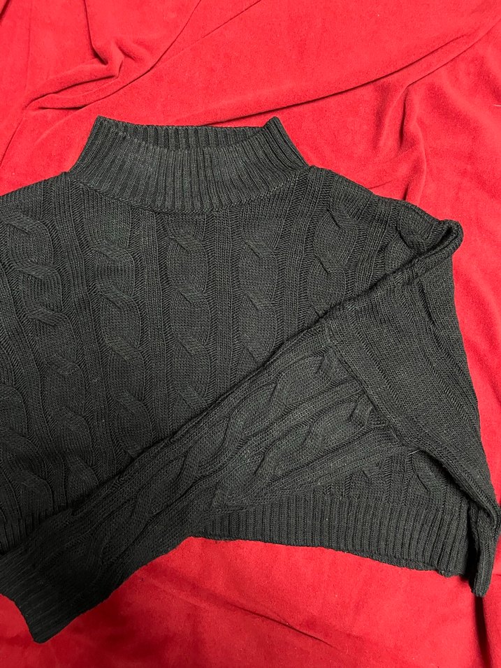 Kadın Siyah Örgü Boğazlı Kazak - Görsel 2