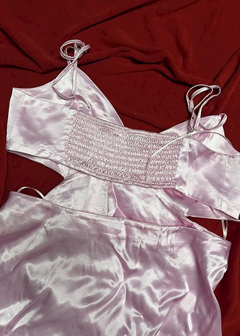 Bershka pembe saten mini elbise - Görsel 3