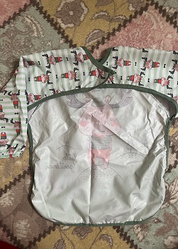 Beyaz Baskılı Bebek Önlüğü - Görsel 4