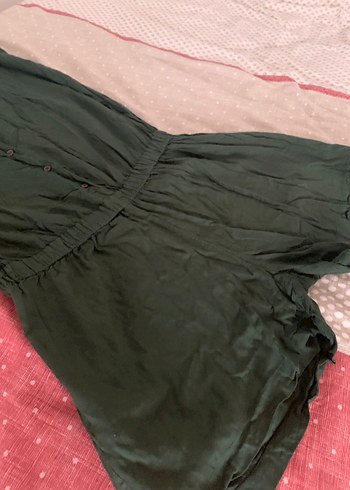 Mudo Yeşil Viskon Düğmeli Kadın Tulum - Görsel 2