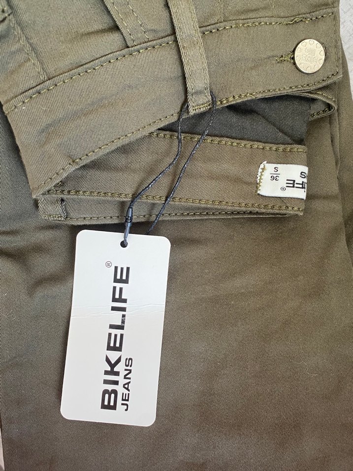 BiKELiFE Haki Kargo Cepli Yüksek Bel Pantolon - Görsel 2