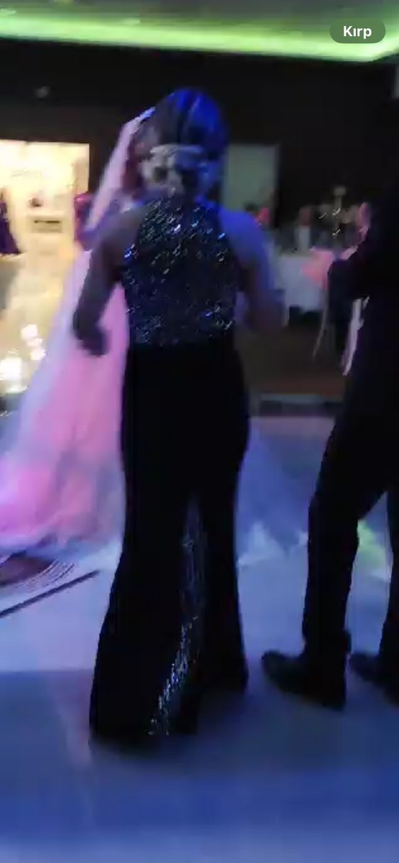 Pul payetli Siyah Uzun Abiye Elbise - Görsel 2