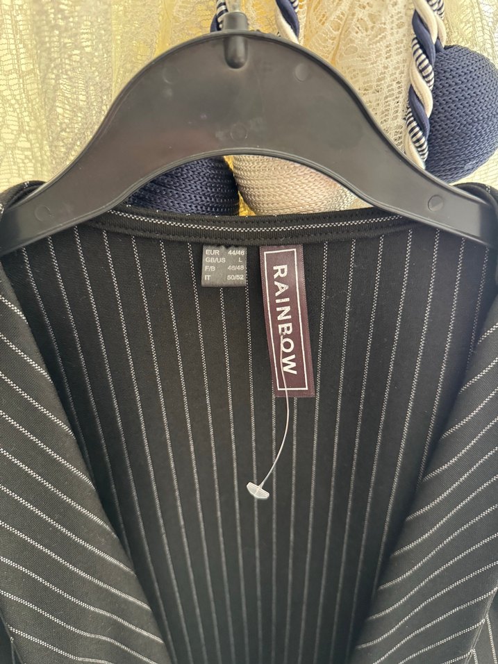 Kadın Siyah Çizgili Midi Blazer Ceket - Görsel 5