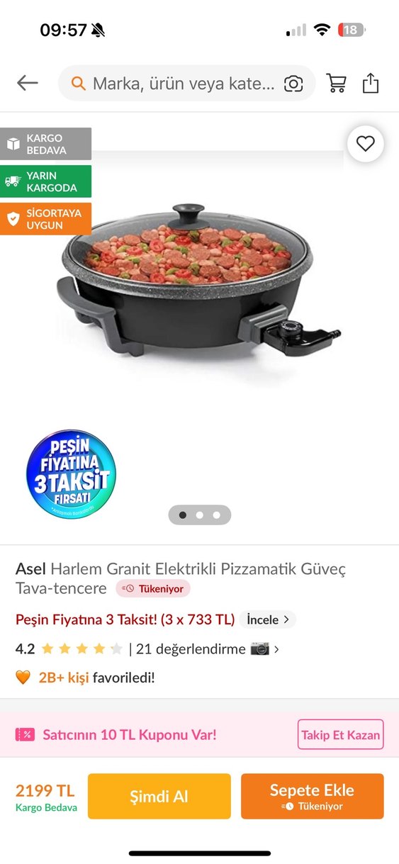 Chefmax Siyah Elektrikli Tencere Pizzamatik - Görsel 5