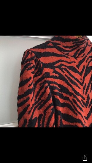 m Beden kahverengi Renk Koton zebra desen triko elbise