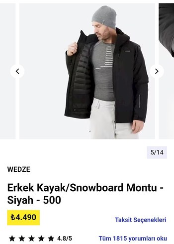 WEDZE Siyah Erkek Kayak/Snowboard Montu L.beden - Görsel 5