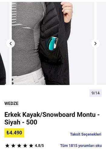 WEDZE Siyah Erkek Kayak/Snowboard Montu L.beden - Görsel 7
