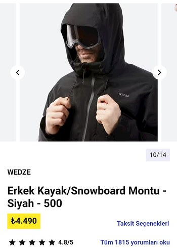 WEDZE Siyah Erkek Kayak/Snowboard Montu L.beden - Görsel 8