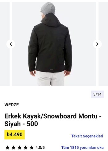 WEDZE Siyah Erkek Kayak/Snowboard Montu L.beden - Görsel 3