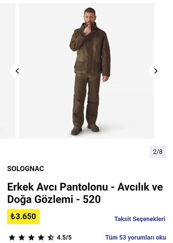Solognac Erkek Avcı Pantolonu - Kemerli Kahverengi - Görsel 2