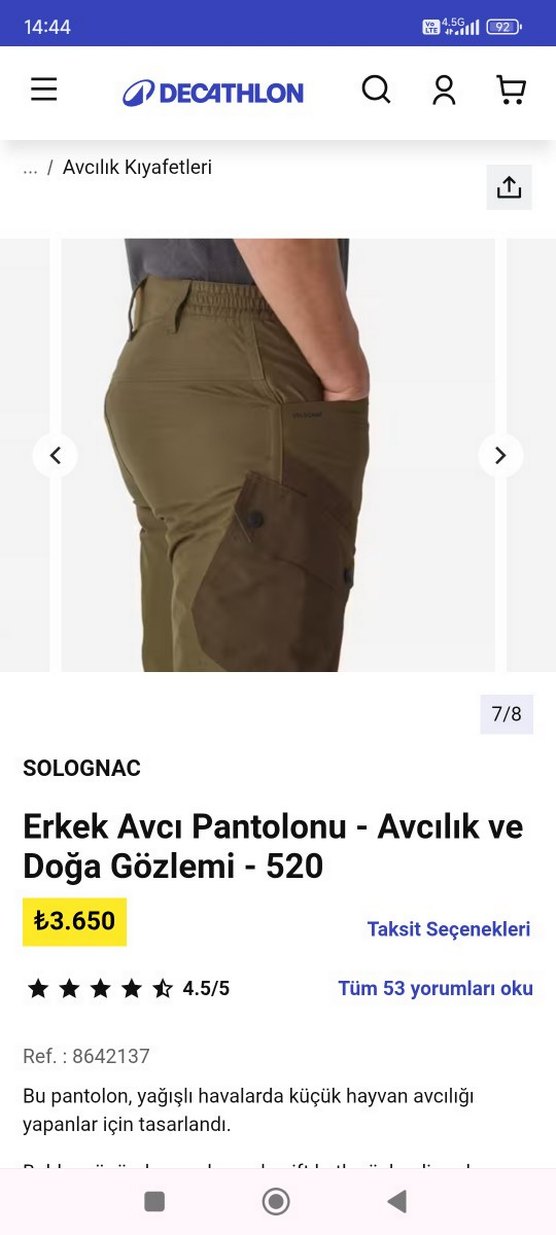 Solognac Erkek Avcı Pantolonu - Kemerli Kahverengi - Görsel 3