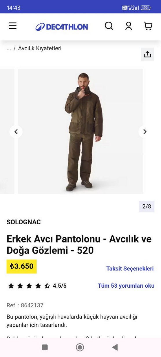 Solognac Erkek Avcı Pantolonu - Kemerli Kahverengi - Görsel 2
