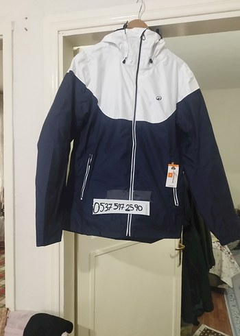 Erkek Beyaz-Lacivert Fermuarlı Spor Ceket M.beden - Görsel 5