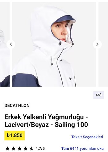 Erkek Beyaz-Lacivert Fermuarlı Spor Ceket M.beden - Görsel 3