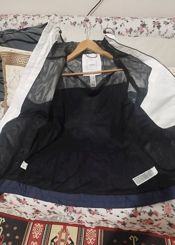 Erkek Beyaz-Lacivert Fermuarlı Spor Ceket M.beden - Görsel 7