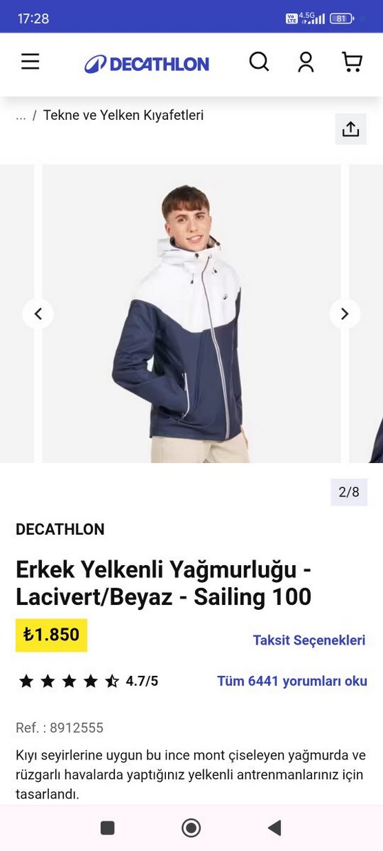 Erkek Beyaz-Lacivert Fermuarlı Spor Ceket M.beden - Görsel 2