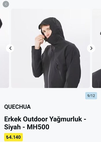 Quechua Siyah su geçirmez L.beden yağmurluk - Görsel 3