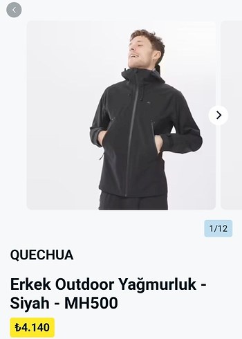 Quechua Siyah su geçirmez L.beden yağmurluk - Görsel 2
