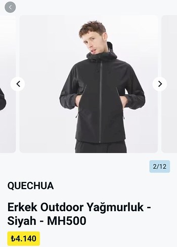 Quechua Siyah su geçirmez L.beden yağmurluk - Görsel 7