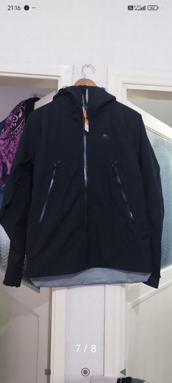 Quechua Siyah su geçirmez L.beden yağmurluk - Görsel 4