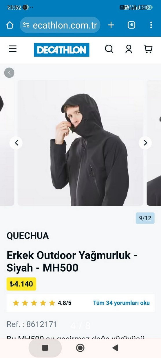 Quechua Siyah su geçirmez L.beden yağmurluk - Görsel 3