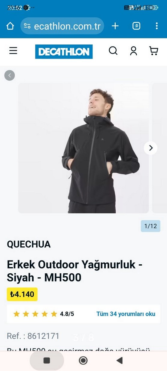 Quechua Siyah su geçirmez L.beden yağmurluk - Görsel 2