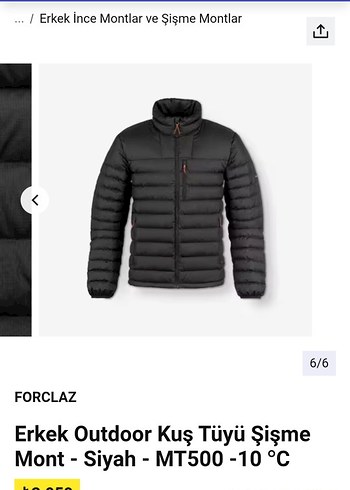FORCLAZ Siyah Erkek Outdoor Kuş Tüyü Şişme Mont L.beden - Görsel 2