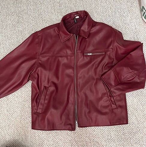 H&M Bordo Deri Ceket