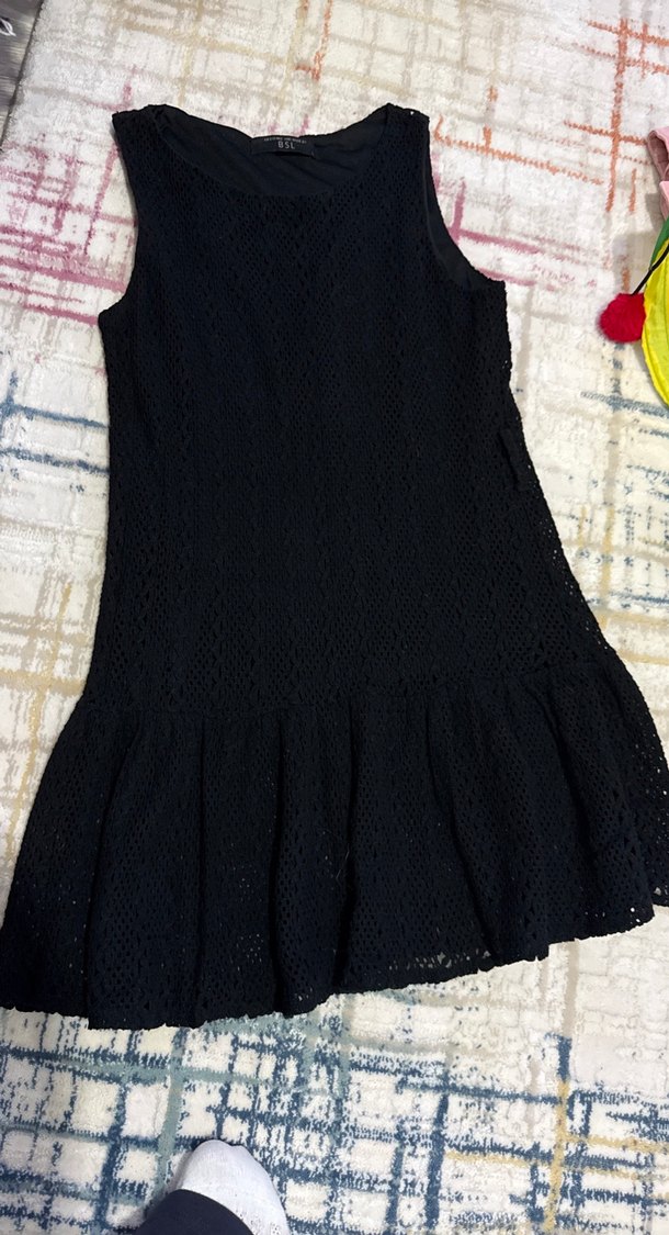 Siyah Kolsuz Triko Midi Elbise - Görsel 2