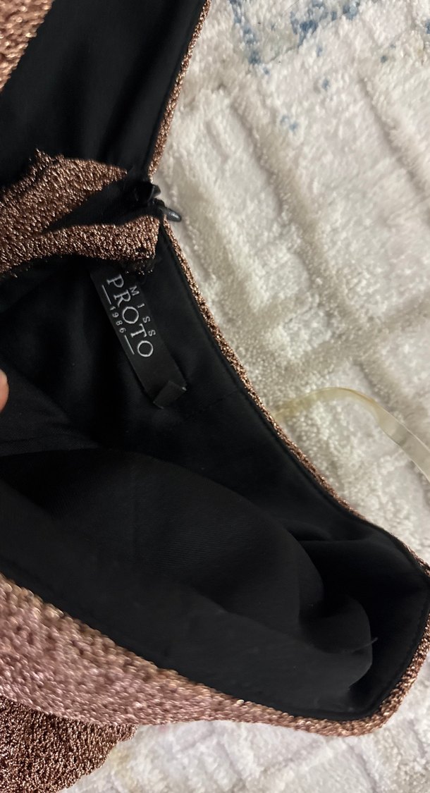 Kahverengi Drapeli Uzun Kollu Abiye Elbise - Görsel 4