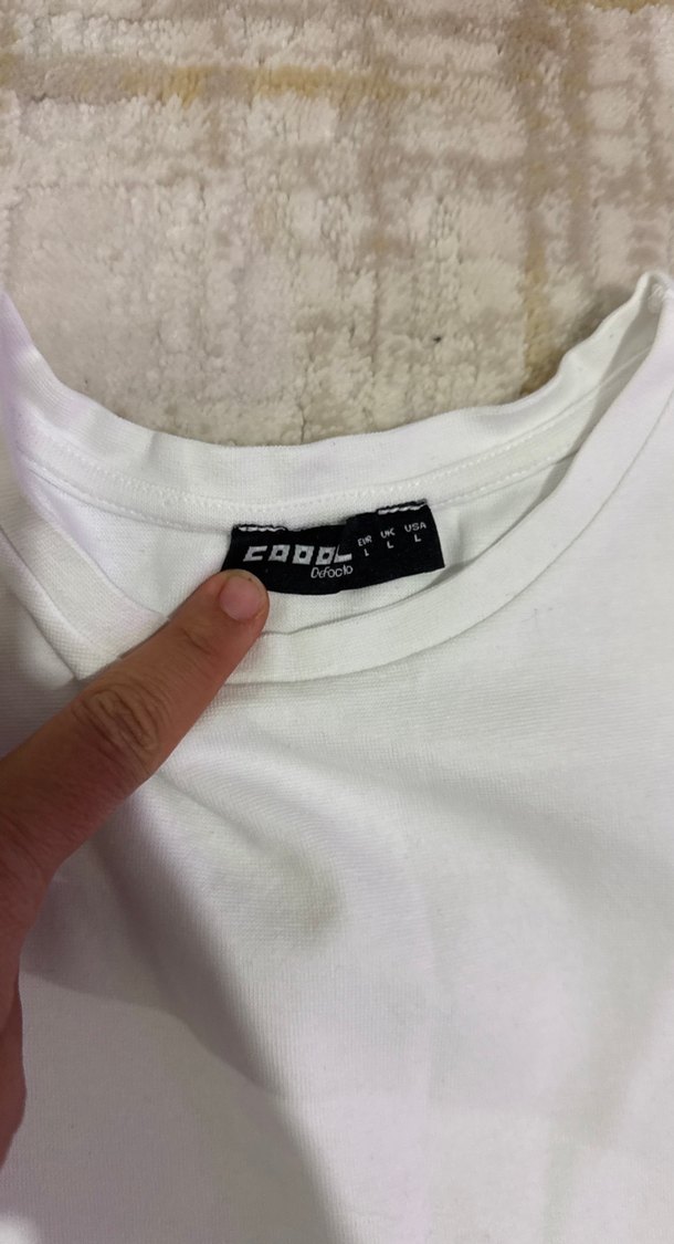 Beyaz Kısa Kollu Pamuklu Tişört - Görsel 2