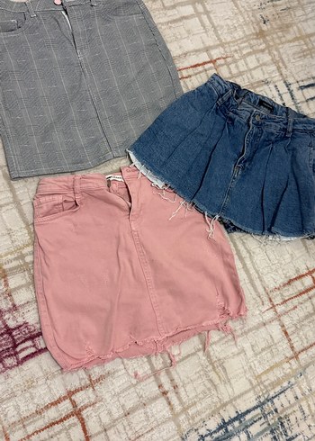 Pembe Kot Mini Etek - Görsel 2