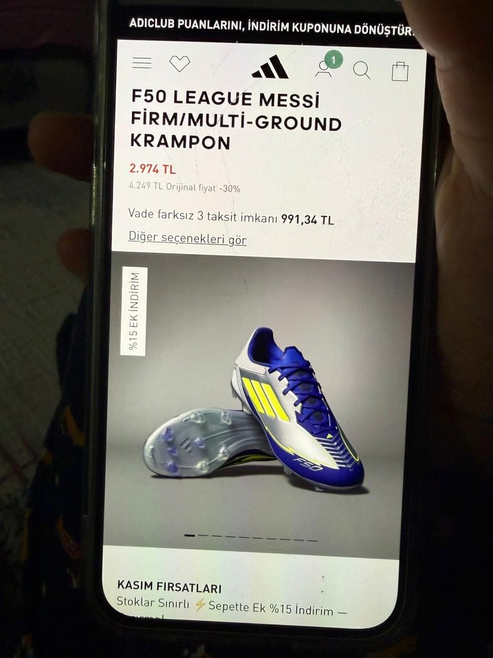 Mavi Erkek Futbol Ayakkabısı Velcro Detaylı - Görsel 2