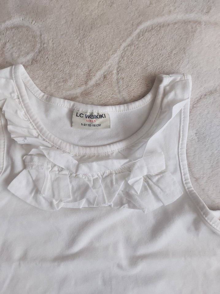 Beyaz Kız Çocuk Atlet Fırfırlı - Görsel 3