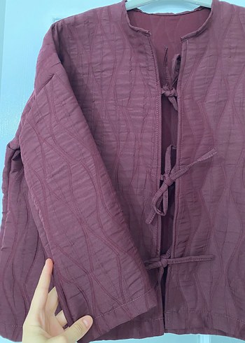 Zara Düğmeli Bordo Keten Ceket