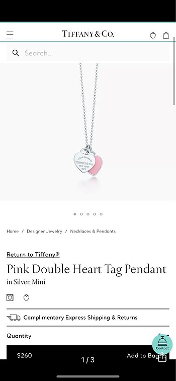 Tiffany pembe kalp kolye